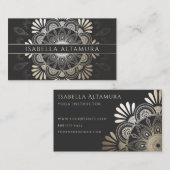Elegant Black & Gold Foil Mandala Visitekaartjes (Voorkant / Achterkant)