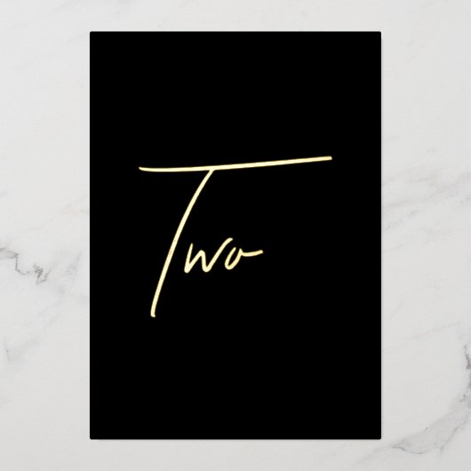 Elegant Black & Gold Foil Wedding Table Number Folie Feestdagenkaart (Voorkant)