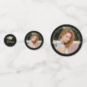 Elegant Black Gold Foto op maat gemaakt Afstuderen Confetti (Voorkanten)