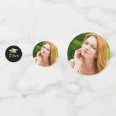 Elegant Black Gold Foto op maat gemaakt Afstuderen Confetti (Achterkanten)