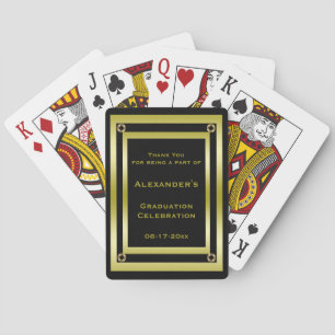 Elegant Black & Gold Framed Afstuderen Hartelijk d Pokerkaarten