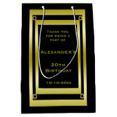 Elegant Black & Gold Framed Hartelijk dank Medium Cadeauzakje (Voorkant)