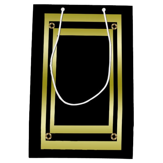 Elegant Black & Gold Framed Hartelijk dank Medium Cadeauzakje (Achterkant)