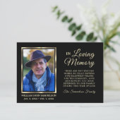 Elegant Black Gold Funeral Memory Hartelijk dank Bedankkaart (Staand voorkant)