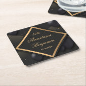 Elegant Black Gold Geometric Birthday Party Kartonnen Onderzetters (Schuin)