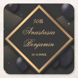Elegant Black Gold Geometric Birthday Party Kartonnen Onderzetters