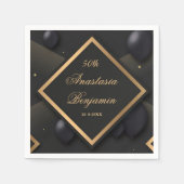 Elegant Black Gold Geometric Birthday Party Servet (Voorkant)