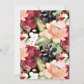 Elegant Black Gold Geometric Burgundy Floral Save The Date (Achterkant)