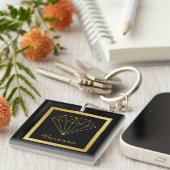 Elegant Black Gold Geometric Diamond Sleutelhanger (Voorkant Rechts)