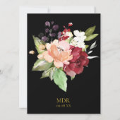 Elegant Black Gold Geometric Floral Quinceañera Kaart (Achterkant)