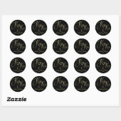 Elegant Black Gold Gezegde met  naam Ronde Sticker (Vel)
