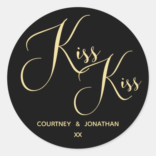 Elegant Black Gold Gezegde met  naam Ronde Sticker (Voorkant)