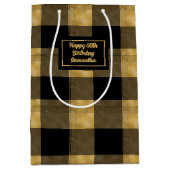 Elegant Black Gold Gift Bag Name Printed  Medium Cadeauzakje (Voorkant)