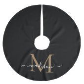 Elegant Black Gold Girly Monogram Elegant Script Kerstboom Rok (Voorkant)