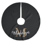 Elegant Black Gold Girly Monogram Elegant Script Kerstboom Rok (Voorkant)
