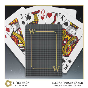 Elegant Black Gold Glen Pset Monogram Initiaal Pokerkaarten