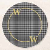 Elegant Black Gold Glen Pset Monogram Ronde Kartonnen Onderzetter (Voorkant)