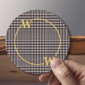 Elegant Black Gold Glen Pset Monogram Ronde Kartonnen Onderzetter