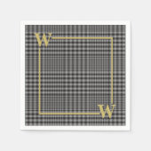 Elegant Black Gold Glen Pset Monogram Servet (Voorkant)