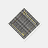 Elegant Black Gold Glen Pset Monogram Servet (Hoek)