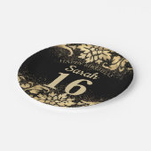 Elegant Black Gold Glitter 16e verjaardag Papieren Bordje (Gekanteld)