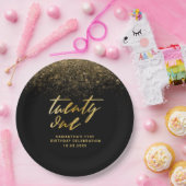 Elegant Black & Gold Glitter 21e verjaardag Papieren Bordje (Feest)