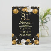 Elegant Black Gold Glitter 31st Birthday Photo Kaart (Staand voorkant)