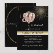 Elegant Black Gold Glitter 50th Birthday Party Kaart (Voorkant / Achterkant)