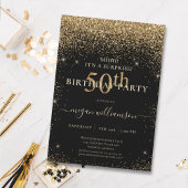 Elegant Black Gold Glitter 50th Birthday Party Kaart