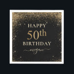 Elegant Black Gold Glitter 50th Birthday Party Servet<br><div class="desc">Elegant Black Gold Glitter 50th Birthday Party Napkins</div>
