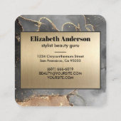 Elegant Black & Gold Glitter Agate Cutting Board Vierkante Visitekaartje (Achterkant)