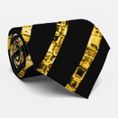 Elegant Black Gold Glitter Angled Stripes Pattern Stropdas (Opgerold)