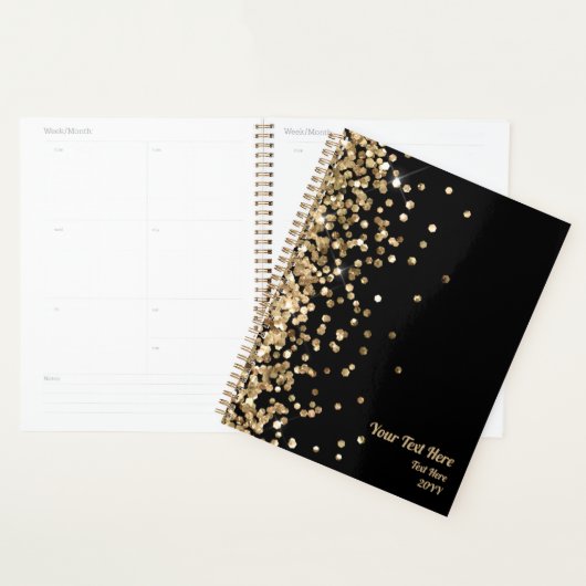 Elegant Black Gold Glitter Business Appointment Planner (Display)
