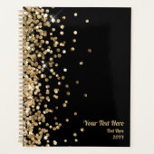 Elegant Black Gold Glitter Business Appointment Planner (Voorkant)