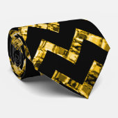 Elegant Black Gold Glitter Chevron Stripe Pattern Stropdas (Opgerold)