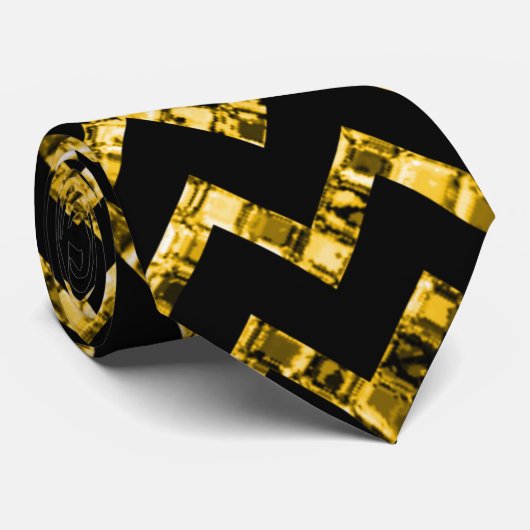 Elegant Black Gold Glitter Chevron Stripe Pattern Stropdas (Opgerold)