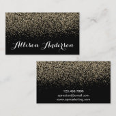 Elegant Black Gold Glitter en roze Visitekaartjes (Voorkant / Achterkant)