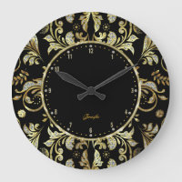 Elegant Black & Gold Glitter Floral Damasking 2