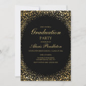 Elegant Black Gold Glitter Graduparty Kaart (Voorkant)