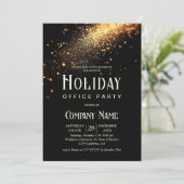 Elegant Black Gold Glitter Holiday Kantoor Party Kaart (Staand voorkant)