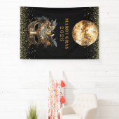 Elegant Black Gold Glitter Mardi Gras 2026 Spandoek (Insitu)