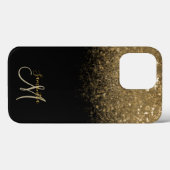 Elegant Black & Gold Glitter Monogram Case-Mate iPhone Case (Achterkant (horizontaal))