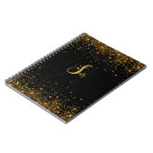 Elegant Black & Gold Glitter Monogram Script Name Notitieboek (Linkerzijde)