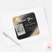 Elegant Black Gold Glitter Photo Birthday Vierkante Sticker (Envelop)