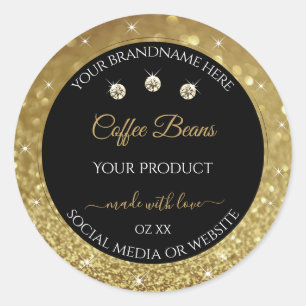 Elegant Black Gold Glitter Product Labels juwelen