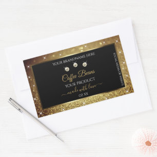Elegant Black Gold Glitter Product Labels juwelen