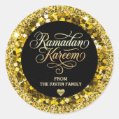 Elegant BLACK Gold Glitter Ramadan Ronde Sticker (Voorkant)
