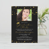 Elegant Black Gold Glitter-script Afstuderen Kaart (Staand voorkant)