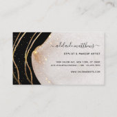 Elegant Black Gold Glitter Signature Script Agate Visitekaartje (Achterkant)