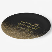Elegant Black & Gold Glitter Sparkle Birthday Pape Papieren Bordje (Gekanteld)